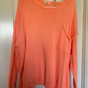Coral Knit Sweater with Pocket